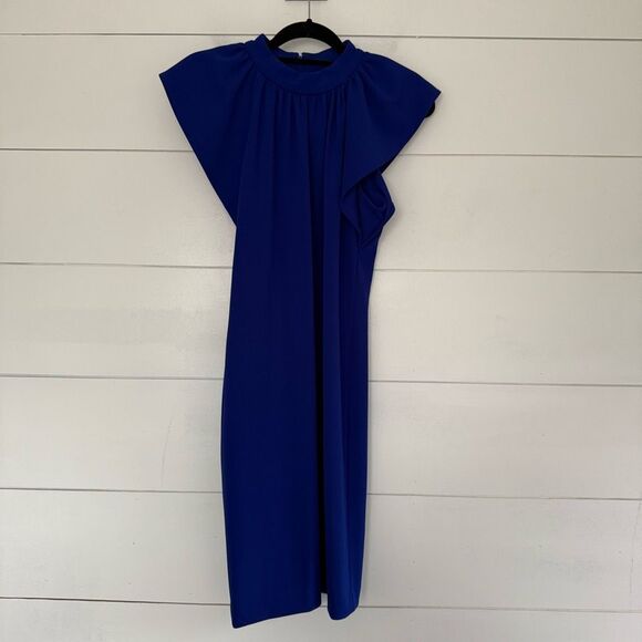 Calvin Klein Women’s 8 Royal Blue Ruffle Dress - Picture 1 of 5